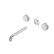 Nero Serenity Wall Basin Set 160/185/220mm Spout With Carrara Handle Trim Kit Only Brushed Nickel