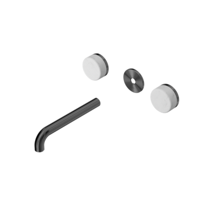 Nero Serenity Wall Basin Set 160/185/220mm Spout With Carrara Handle Trim Kit Only Gun Metal