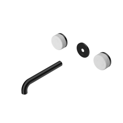 Nero Serenity Wall Basin Set 160/185/220mm Spout With Carrara Handle Trim Kit Only Matte Black