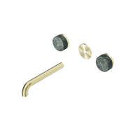 Nero Serenity Wall Basin Set 160/185/220mm Spout With Verde Alpi Handle Trim Kit Only Brushed Gold