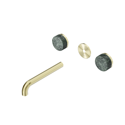 Nero Serenity Wall Basin Set 160/185/220mm Spout With Verde Alpi Handle Trim Kit Only Brushed Gold