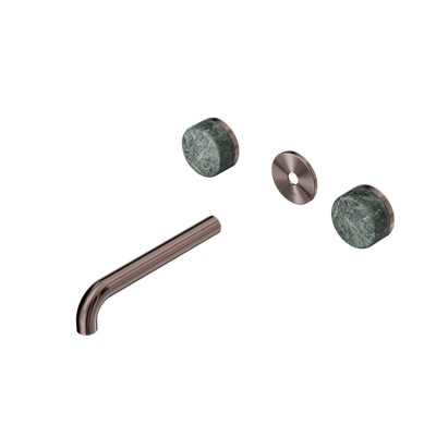 Nero Serenity Wall Basin Set 160/185/220mm Spout With Verde Alpi Handle Trim Kit Only Brushed Bronze