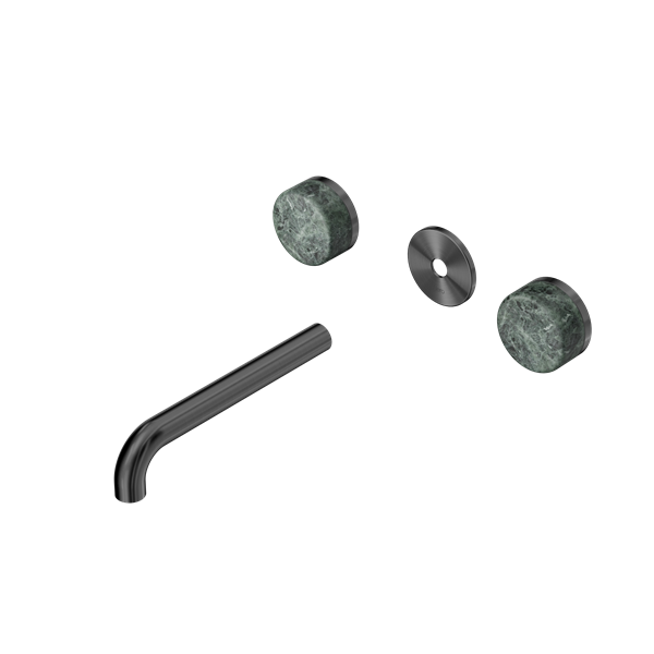 Nero Serenity Wall Basin Set 160/185/220mm Spout With Verde Alpi Handle Trim Kit Only Gun Metal