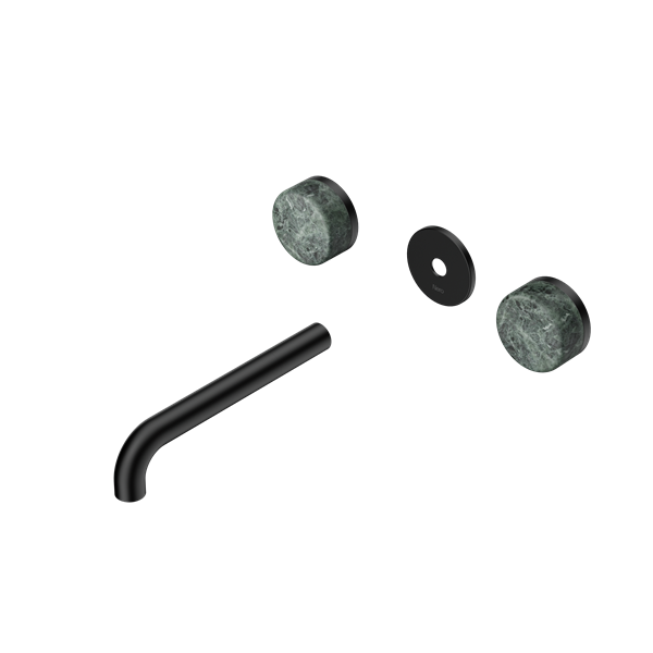 Nero Serenity Wall Basin Set 160/185/220mm Spout With Verde Alpi Handle Trim Kit Only Matte Black