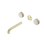 Nero Serenity Wall Basin Set 160/185/220mm Spout With Rome Travertine Handle Trim Kit Only Brushed Gold