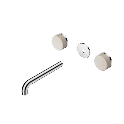 Nero Serenity Wall Basin Set 160/185/220mm Spout With Rome Travertine Handle Trim Kit Only Chrome