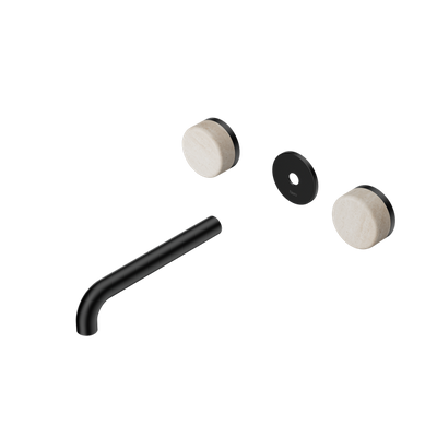 Nero Serenity Wall Basin Set 160/185/220mm Spout With Rome Travertine Handle Trim Kit Only Matte Black