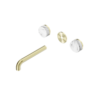 Nero Serenity Wall Basin Set 160/185/220mm Spout With Arabescato Corchia Handle Trim Kit Only Brushed Bronze