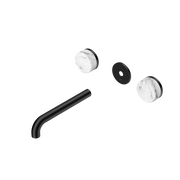 Nero Serenity Wall Basin Set 160/185/220mm Spout With Arabescato Corchia Handle Trim Kit Only Matte Black
