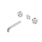 Nero Serenity Wall Basin Set 160/185/220mm Spout With Metal Handle Trim Kit Only Brushed Nickel