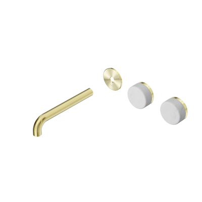 Nero Serenity Wall Basin/Bath Set 160/185/220mm Offset Spout With Carrara Handles Trim Kit Only Brushed Bronze