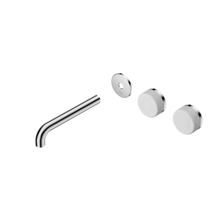 Nero Serenity Wall Basin/Bath Set 160/185/220mm Offset Spout With Carrara Handles Trim Kit Only Chrome