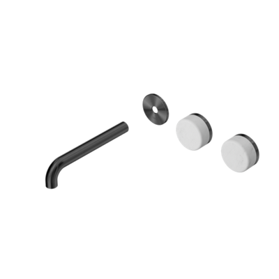 Nero Serenity Wall Basin/Bath Set 160/185/220mm Offset Spout With Carrara Handles Trim Kit Only Gun Metal