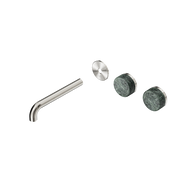 Nero Serenity Wall Basin/Bath Set 160/185/220mm Offset Spout With Verde Alpi Handles Trim Kit Only Brushed Nickel