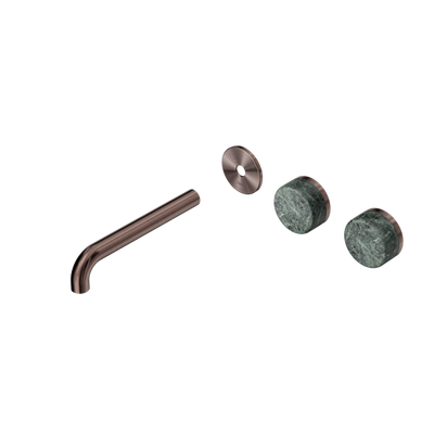 Nero Serenity Wall Basin/Bath Set 160/185/220mm Offset Spout With Verde Alpi Handles Trim Kit Only Brushed Bronze