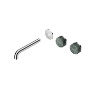 Nero Serenity Wall Basin/Bath Set 160/185/220mm Offset Spout With Verde Alpi Handles Trim Kit Only Chrome