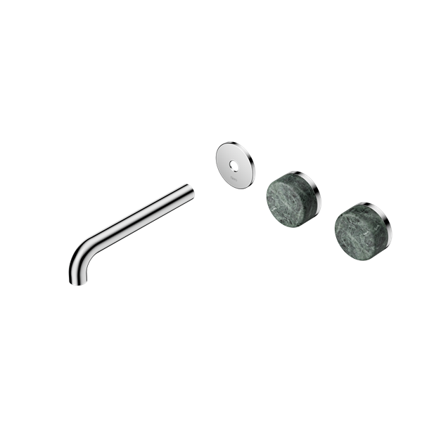 Nero Serenity Wall Basin/Bath Set 160/185/220mm Offset Spout With Verde Alpi Handles Trim Kit Only Chrome