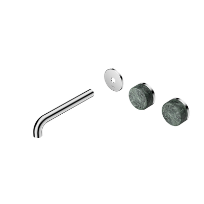 Nero Serenity Wall Basin/Bath Set 160/185/220mm Offset Spout With Verde Alpi Handles Trim Kit Only Chrome