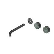 Nero Serenity Wall Basin/Bath Set 160/185/220mm Offset Spout With Verde Alpi Handles Trim Kit Only Gun Metal