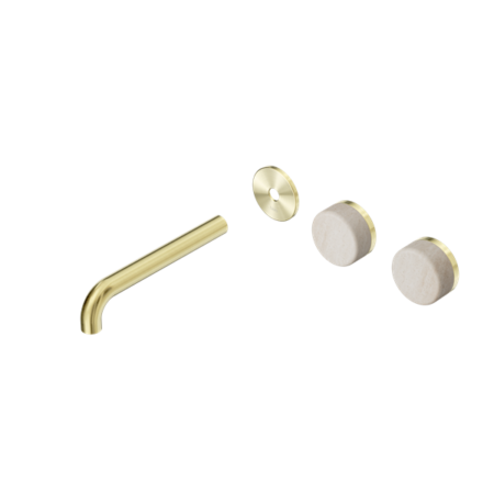 Nero Serenity Wall Basin/Bath Set 160/185/220mm Offset Spout With Rome Travertine Handles Trim Kit Only Brushed Bronze