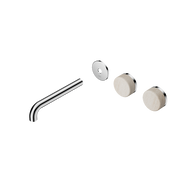 Nero Serenity Wall Basin/Bath Set 160/185/220mm Offset Spout With Rome Travertine Handles Trim Kit Only Chrome
