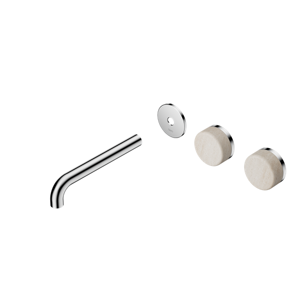 Nero Serenity Wall Basin/Bath Set 160/185/220mm Offset Spout With Rome Travertine Handles Trim Kit Only Chrome