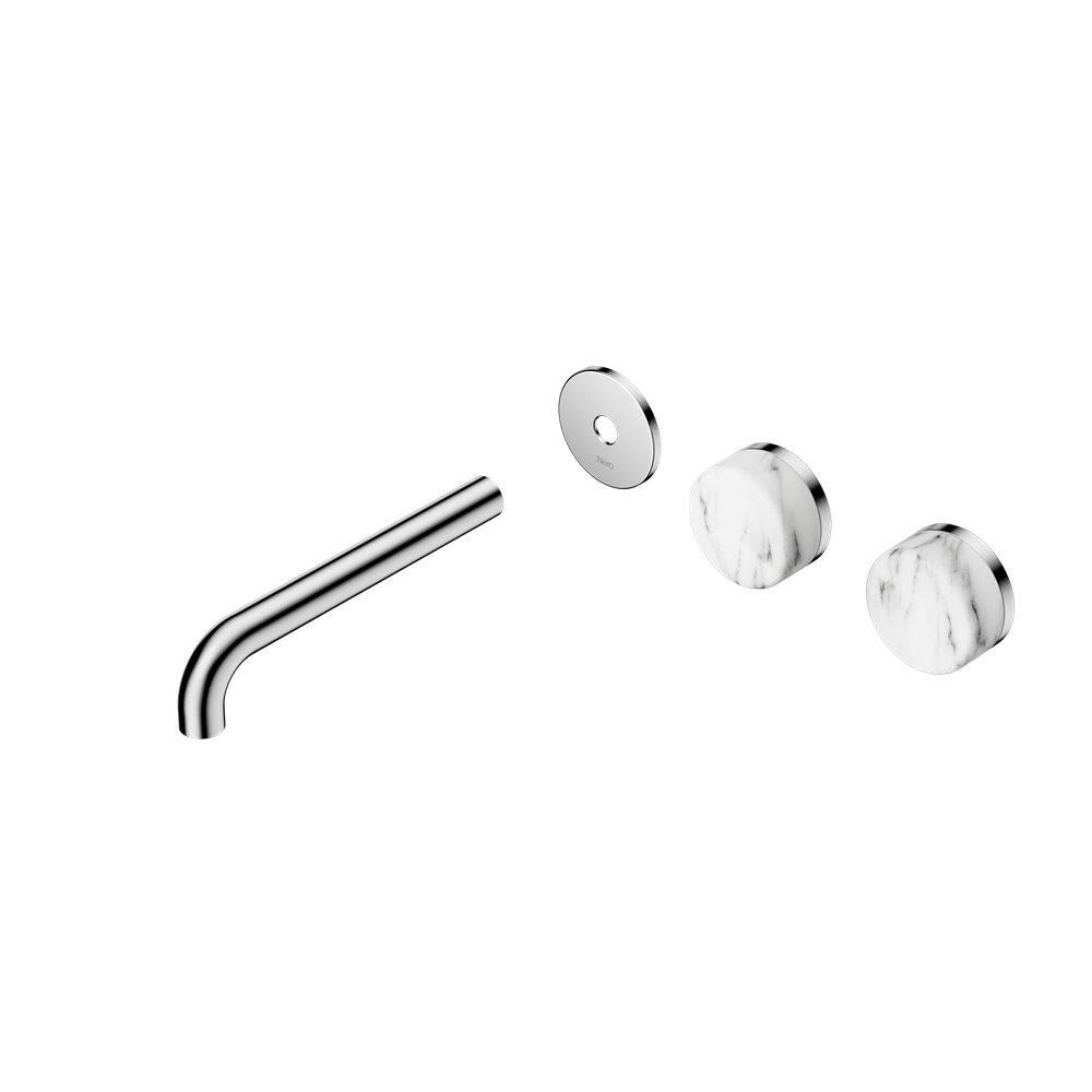 Nero Serenity Wall Basin/Bath Set 160/185/220mm Offset Spout With Arabescato Corchia Handles Trim Kit Only Chrome