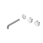 Nero Serenity Wall Basin/Bath Set 160/185/220mm Offset Spout With Arabescato Corchia Handles Trim Kit Only Chrome