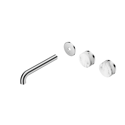 Nero Serenity Wall Basin/Bath Set 160/185/220mm Offset Spout With Arabescato Corchia Handles Trim Kit Only Chrome