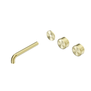 Nero Serenity Wall Basin/Bath Set 160/185/220mm Offset Spout With Matal Handles Handles Trim Kit Only Brushed Gold