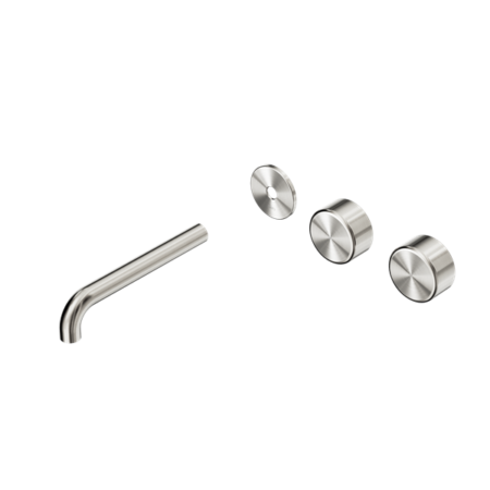 Nero Serenity Wall Basin/Bath Set 160/185/220mm Offset Spout With Matal Handles Handles Trim Kit Only Brushed Nickel
