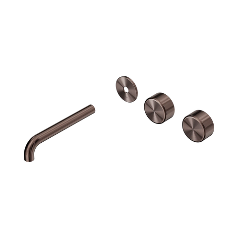 Nero Serenity Wall Basin Set 185mm Offset Spout With Metal Handle Trim Kit Only Brushed Bronze