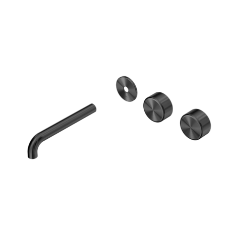 Nero Serenity Wall Basin/Bath Set 160/185/220mm Offset Spout With Matal Handles Handles Trim Kit Only Gun Metal