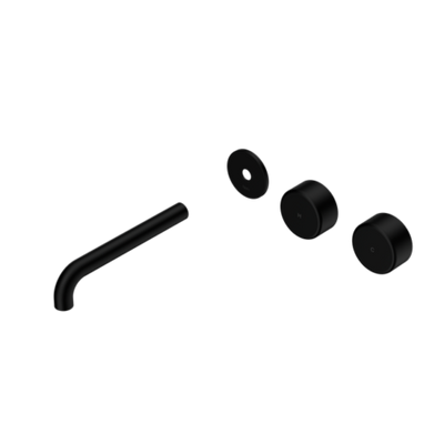 Nero Serenity Wall Basin/Bath Set 160/185/220mm Offset Spout With Metal Handles Trim Kit Only Matte Black