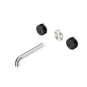 Nero Serenity Wall Basin Set 160/185/220mm Spout With Nero Marquina Handle Trim Kit Only Brushed Nickel