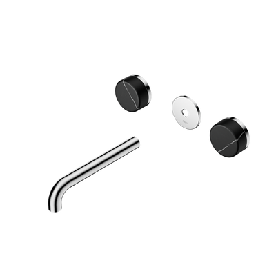 Nero Serenity Wall Basin Set 160/185/220mm Spout With Nero Marquina Handle Trim Kit Only Chrome
