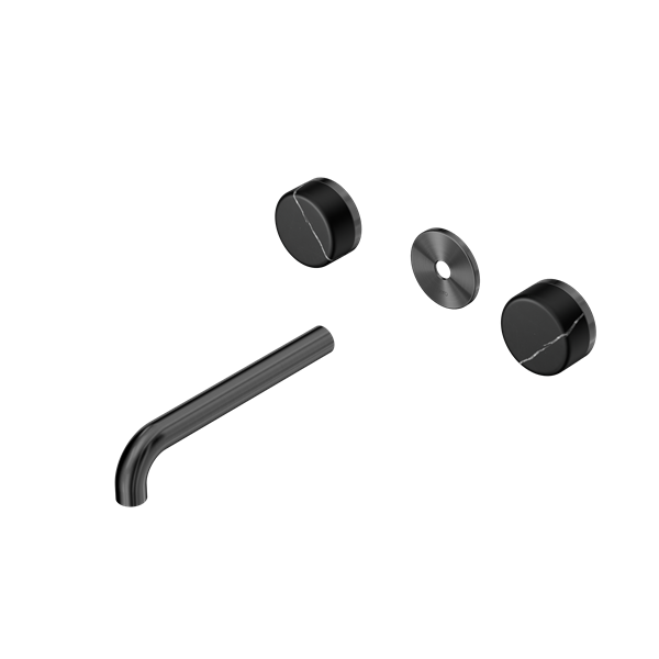 Nero Serenity Wall Basin Set 160/185/220mm Spout With Nero Marquina Handle Trim Kit Only Gun Metal