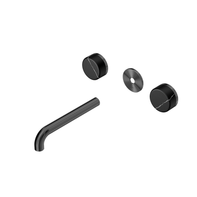 Nero Serenity Wall Basin Set 160/185/220mm Spout With Nero Marquina Handle Trim Kit Only Gun Metal