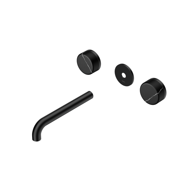 Nero Serenity Wall Basin Set 160/185/220mm Spout With Nero Marquina Handle Trim Kit Only Matte Black