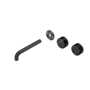 Nero Serenity Wall Basin/Bath Set 160/185/220mm Offset Spout With Marquina Black Handles Trim Kit Only Gun Metal