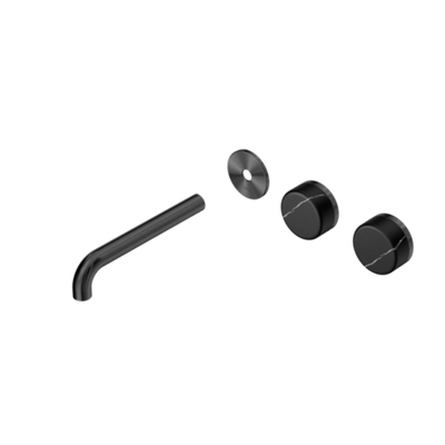 Nero Serenity Wall Basin/Bath Set 160/185/220mm Offset Spout With Marquina Black Handles Trim Kit Only Gun Metal