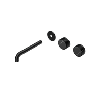 Nero Serenity Wall Basin/Bath Set 160/185/220mm Offset Spout With Marquina Black Handles Trim Kit Only Matte Black