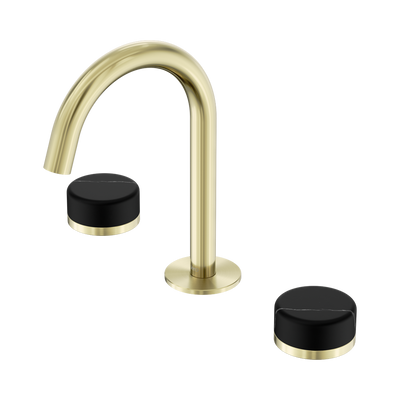 Nero Serenity Basin Set Arc Spout With Marquina Black Handle Brushed Gold