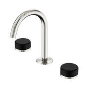 Nero Serenity Basin Set Arc Spout With Marquina Black Handle Brushed Nickel