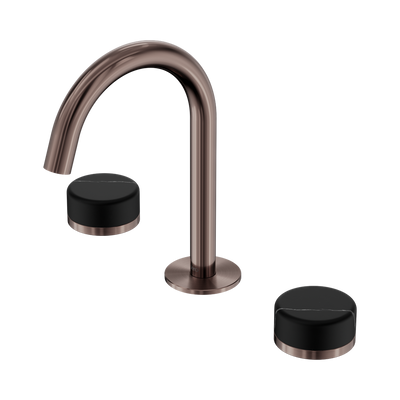 Nero Serenity Basin Set Arc Spout With Marquina Black Handle Brushed Bronze