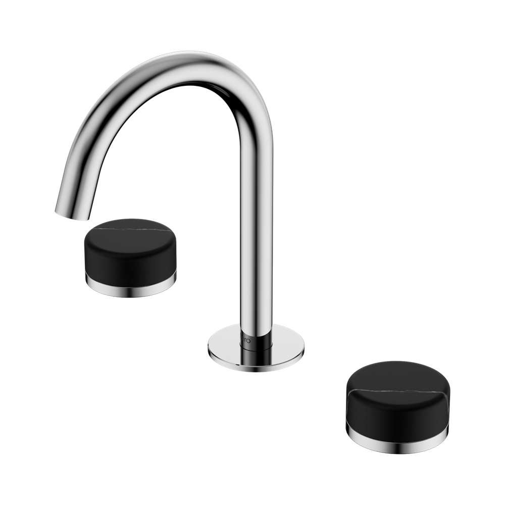 Nero Serenity Basin Set Arc Spout With Marquina Black Handle Chrome