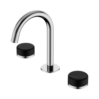 Nero Serenity Basin Set Arc Spout With Marquina Black Handle Chrome