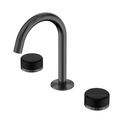 Nero Serenity Basin Set Arc Spout With Marquina Black Handle Gun Metal
