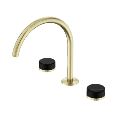 Nero Serenity Bath/Kitchen Set Arc Spout With Marquina Black Handle Brushed Gold