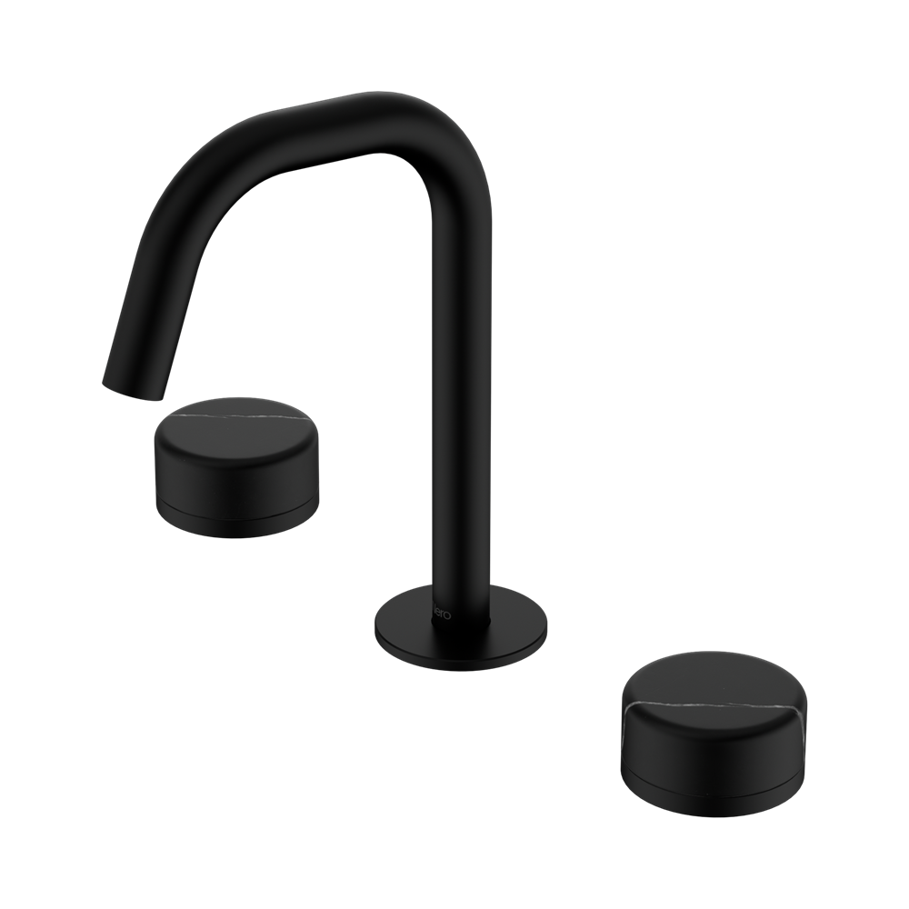 Nero Serenity Basin Set Edge Spout With Marquina Black Handle Matte Black